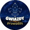 Wzór: Przypinka Gwiazdy Prowadzą – grafika z napisem Gwiazdy prowadzą