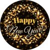 Wzór: Przypinka Happy New Year Złoty – sylwestrowa grafika z napisem Happy New Year!