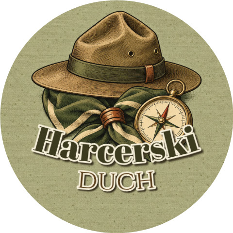 Wzór: Przypinka Harcerski Duch – grafika z napisem Harcerski duch