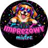 Wzór: Przypinka Imprezowy Mistrz DJ – sylwestrowa grafika z napisem Imprezowy mistrz