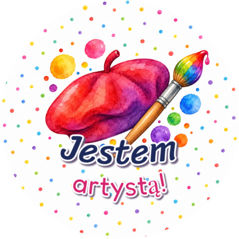 Wzór: Przypinka Jestem Artystą – grafika z napisem Jestem artystą!