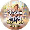 Wzór: Przypinka Jestem Częścią Szkolnej Rodziny Pani i Dzieci – grafika z napisem Jestem częścią szkolnej rodziny