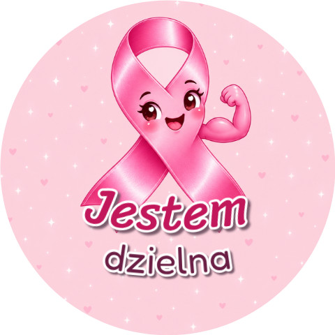 Wzór: Przypinka Jestem Dzielna – grafika z napisem Jestem dzielna