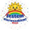 Wzór: Przypinka Jestem Pierwszakiem z Imieniem Tęcza i Słońce – napis Jestem Pierwszakiem! i pole imię