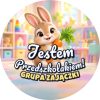 Wzór: Przypinka Jestem Przedszkolakiem Grupa Zajączki – napis Jestem Przedszkolakiem! i pole grupa