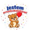 Wzór: Przypinka Jestem Przedszkolakiem Miś z Balonikiem – grafika z napisem Jestem przedszkolakiem!