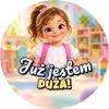 Wzór: Przypinka Już Jestem Duża Dziewczynka z Plecaczkiem – grafika z napisem Już jestem duża!