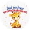 Wzór: Przypinka Już Jestem Przedszkolakiem Kredkowa Żyrafa – grafika z napisem Już jestem przedszkolakiem!