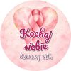 Wzór: Przypinka Kochaj Siebie Badaj Się – grafika z napisem Kochaj siebie badaj się
