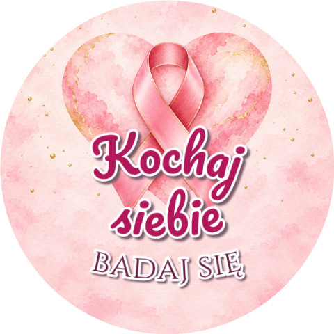 Wzór: Przypinka Kochaj Siebie Badaj Się – grafika z napisem Kochaj siebie badaj się