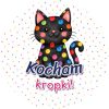 Wzór: Przypinka Kocham Kropki – grafika z napisem Kocham kropki!