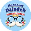 Wzór: Przypinka Kochany Dziadek Numer Jeden – pastelowa grafika z napisem Kochany Dziadek numer jeden