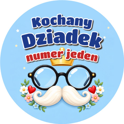 Wzór: Przypinka Kochany Dziadek Numer Jeden – pastelowa grafika z napisem Kochany Dziadek numer jeden