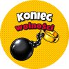 Wzór: Przypinka Koniec Wolności Kula u Nogi z Obrączką – grafika z napisem Koniec wolności