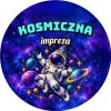 Wzór: Przypinka Kosmiczna Impreza – sylwestrowa grafika z napisem Kosmiczna impreza