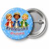 Przypinka Królewska Drużyna: przypinka na Orszak Trzech Króli z napisem Królewska drużyna – przód i aluminiowy tył z agrafką