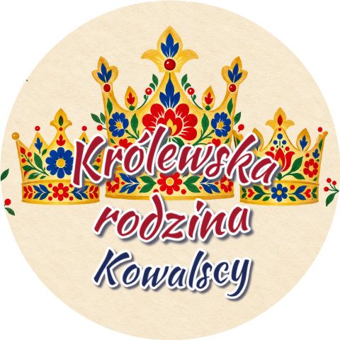 Wzór: Przypinka Królewska Rodzina – napis Królewska rodzina i pole nazwisko