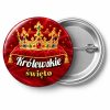 Przypinka Królewskie Święto: przypinka na Orszak Trzech Króli z napisem Królewskie święto – przód i aluminiowy tył z agrafką