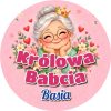 Wzór: Przypinka Królowa Babcia z Imieniem – napis Królowa Babcia i pole imię na pastelowej grafice