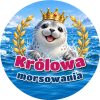 Wzór: Przypinka Królowa Morsowania Foka – zimowa grafika z napisem Królowa morsowania