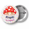 Przypinka Kropki Są Super: przypinka na Dzień Kropki z napisem Kropki są super! – przód i aluminiowy tył z agrafką