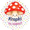 Wzór: Przypinka Kropki Są Super – grafika z napisem Kropki są super!