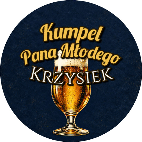 Wzór: Przypinka Kumpel Pana Młodego z Imieniem Piwo Rzemieślnicze – napis Kumpel Pana Młodego i pole imię
