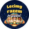 Wzór: Przypinka Lecimy Razem po Wiedzę Statek Kosmiczny – grafika z napisem Lecimy razem po wiedzę!