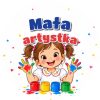Wzór: Przypinka Mała Artystka Dziewczynka z Farbami – grafika z napisem Mała artystka
