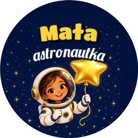 Wzór: Przypinka Mała Astronautka z Balonem – grafika z napisem Mała astronautka