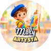 Wzór: Przypinka Mały Artysta przy Sztaludze – grafika z napisem Mały artysta