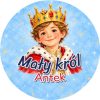 Wzór: Przypinka Mały Król Złota Korona – napis Mały król i pole imię