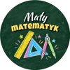 Wzór: Przypinka Mały Matematyk Przybory Geometryczne – grafika z napisem Mały matematyk