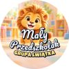 Wzór: Przypinka Mały Przedszkolak Grupa Lwiątka – napis Mały Przedszkolak i pole grupa