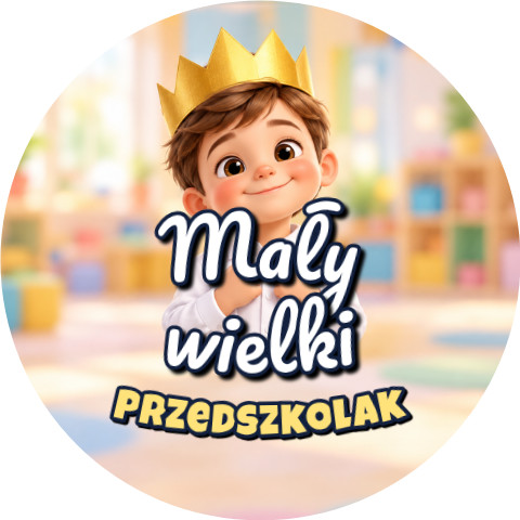 Wzór: Przypinka Mały Wielki Przedszkolak Chłopiec w Koronie – grafika z napisem Mały wielki przedszkolak
