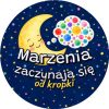 Wzór: Przypinka Marzenia Zaczynają Się od Kropki – grafika z napisem Marzenia zaczynają się od kropki