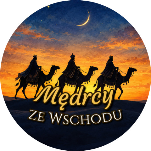 Wzór: Przypinka Mędrcy ze Wschodu – grafika z napisem Mędrcy ze Wschodu
