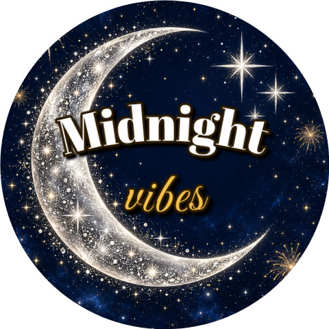 Wzór: Przypinka Midnight Vibes – sylwestrowa grafika z napisem Midnight vibes