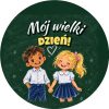 Wzór: Przypinka Mój Wielki Dzień Dzieci za Rękę – grafika z napisem Mój wielki dzień!