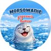 Wzór: Przypinka Morsowanie Poprawia Humor – zimowa grafika z napisem Morsowanie poprawia humor