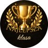 Wzór: Przypinka Najlepsza Klasa Złoty Puchar – grafika z napisem Najlepsza klasa