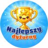 Wzór: Przypinka Najlepszy Dyżurny Puchar – kolorowa grafika z napisem Najlepszy dyżurny