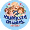 Wzór: Przypinka Najlepszy Dziadek z Wnukami – napis Najlepszy Dziadek i pole imiona wnuków na pastelowej grafice