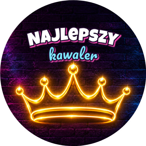 Wzór: Przypinka Najlepszy Kawaler Neonowa Korona – grafika z napisem Najlepszy kawaler