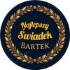 Wzór: Przypinka Najlepszy Świadek z Imieniem Wieniec Laurowy – napis Najlepszy Świadek i pole imię