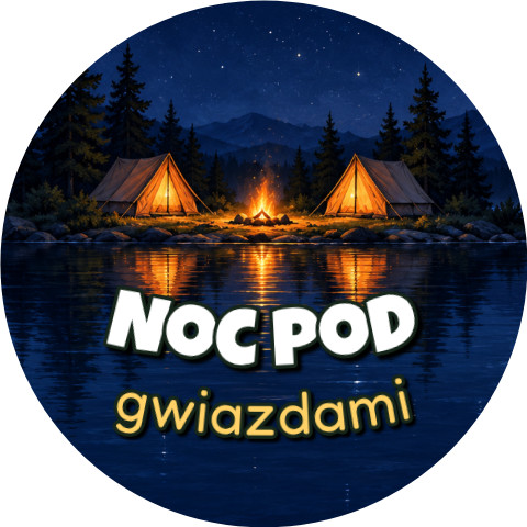 Wzór: Przypinka Noc pod Gwiazdami – grafika z napisem Noc pod gwiazdami