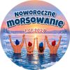 Wzór: Przypinka Noworoczne Morsowanie z Datą – napis Noworoczne morsowanie i pole data na zimowej grafice