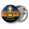 Przypinka Objawienie Pańskie 6 Stycznia: przypinka na Orszak Trzech Króli z napisem Objawienie Pańskie 6 stycznia – przód i aluminiowy tył z agrafką