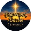 Wzór: Przypinka Objawienie Pańskie 6 Stycznia – grafika z napisem Objawienie Pańskie 6 stycznia