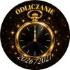 Wzór: Przypinka Odliczanie do Północy – napis ODLICZANIE i pole rok na sylwestrowej grafice
